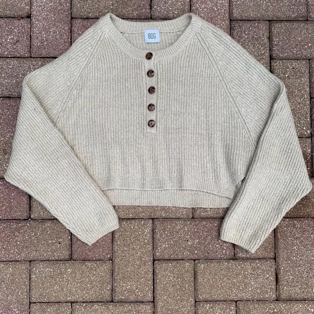 BDG Cream Button-Up Sweater